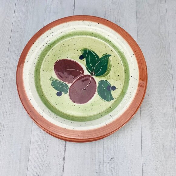 Julie Ueland 1997 FRUITS Center Rust Band Speckled Dinner Plates Set of Four - Picture 4 of 10